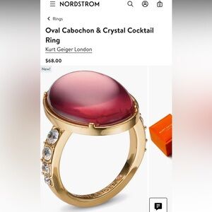Kurt Geiger London Oval Cabochon & Crystal Cocktail Ring